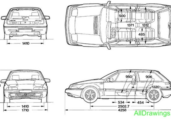 Volvo 480 (1986-1992) (Вольво 480 (1986-1992)) - чертежи (рисунки) автомобиля